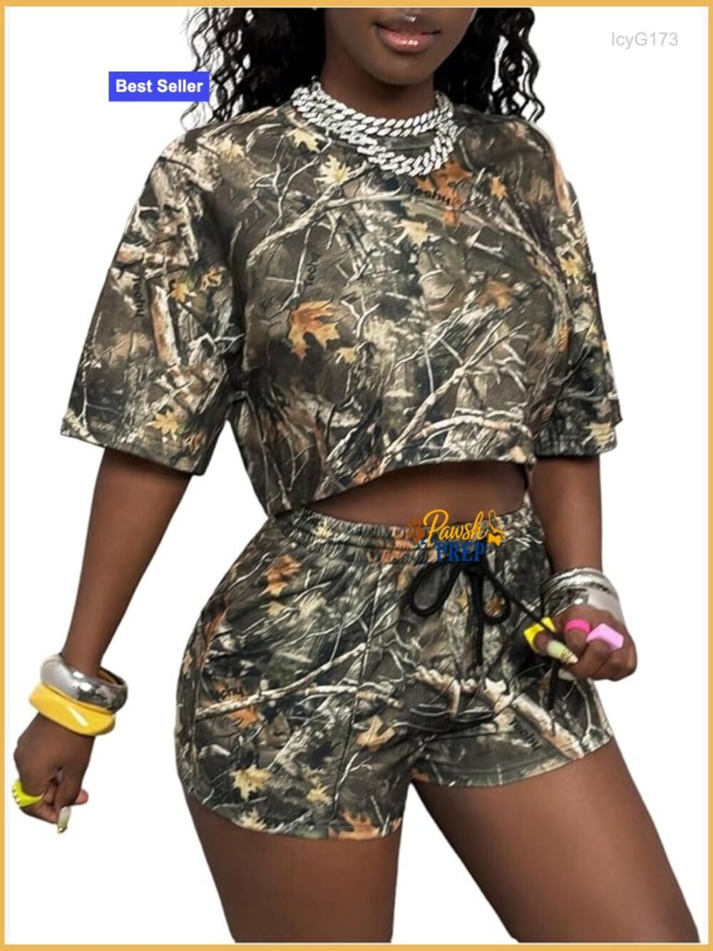 Women's 2 Piece Outfit Short Sleeve Crop Top and Drawstring Shorts Set